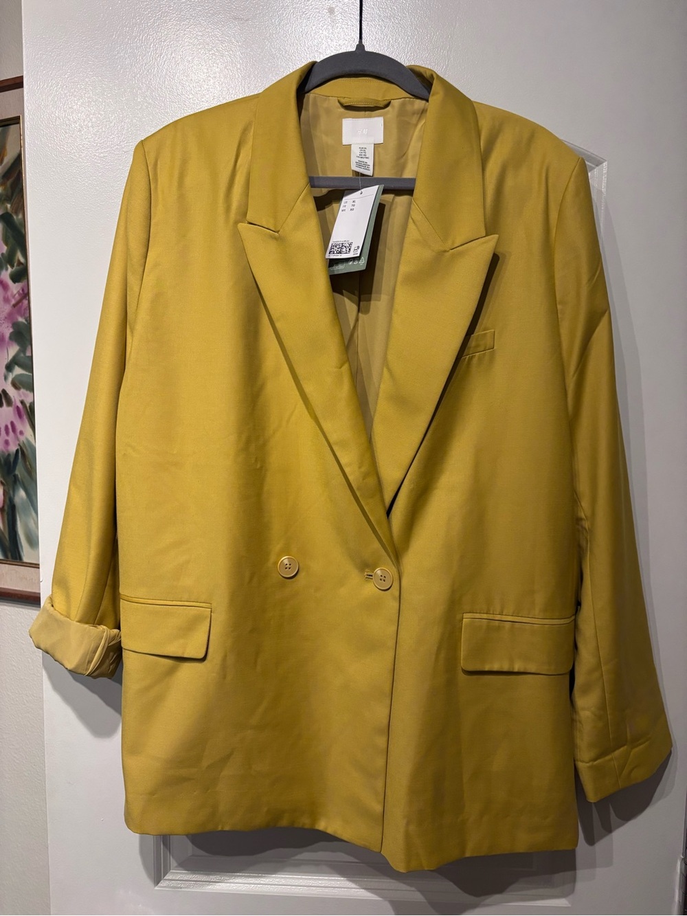 H&M Mustard Yellow Double-Breasted Blazer